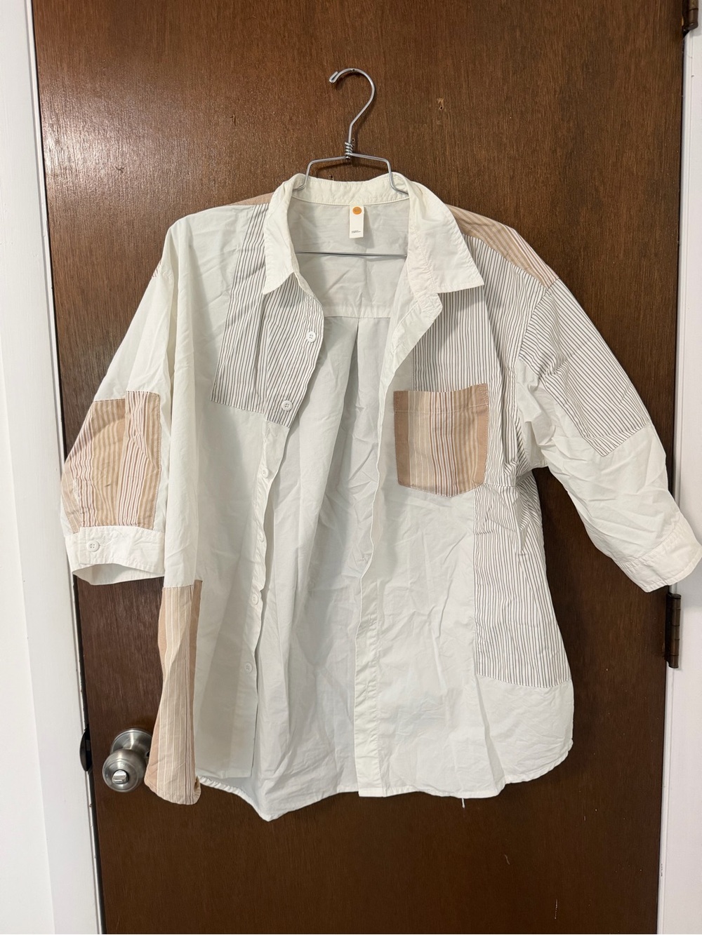 Elbow Length Casual Button-Up